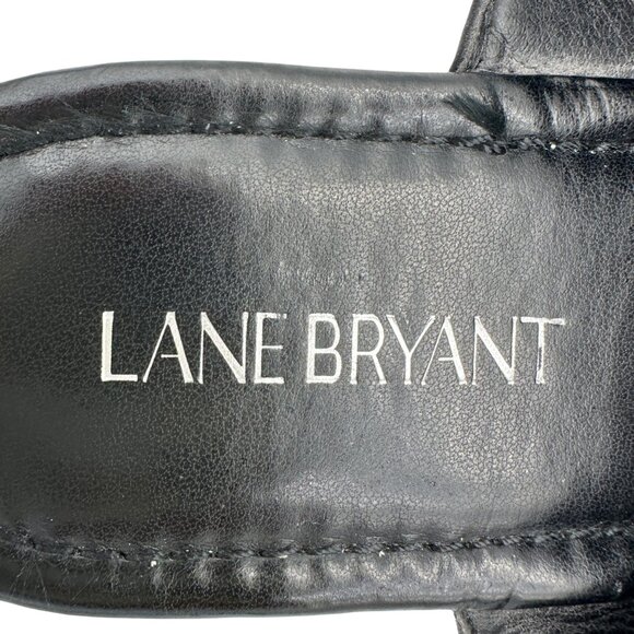 Lane Bryant Womens Black Size 9W Sandals With Metallic Silver Straps Casual Chic - Picture 6 of 7